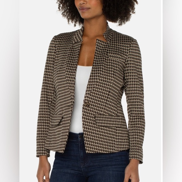Liverpool Jackets & Blazers - Liverpool Houndstooth Blazer - Black and Tan